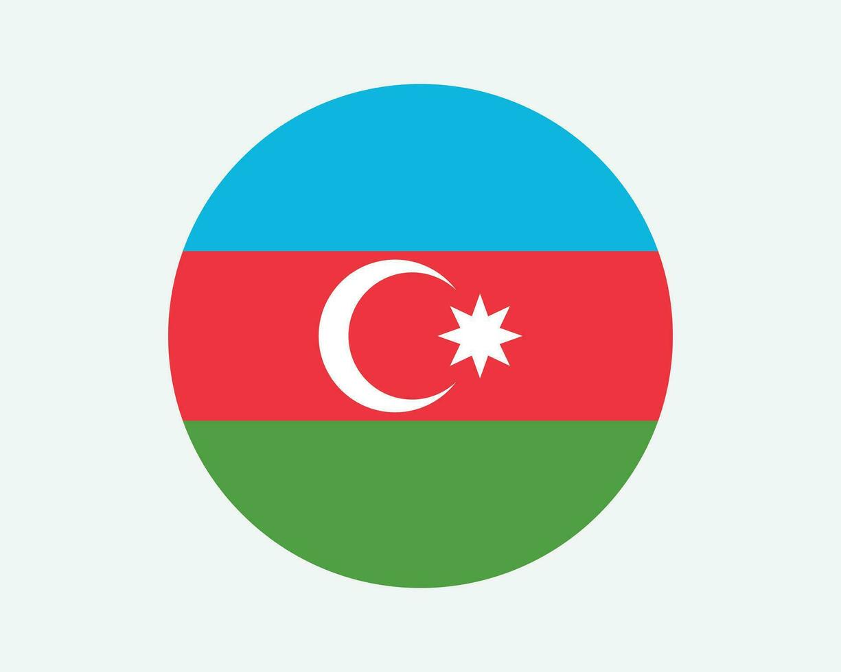 azerbaijan runda Land flagga. cirkulär azerbajdzjanska azeri nationell flagga. republik av azerbaijan cirkel form knapp baner. eps vektor illustration.