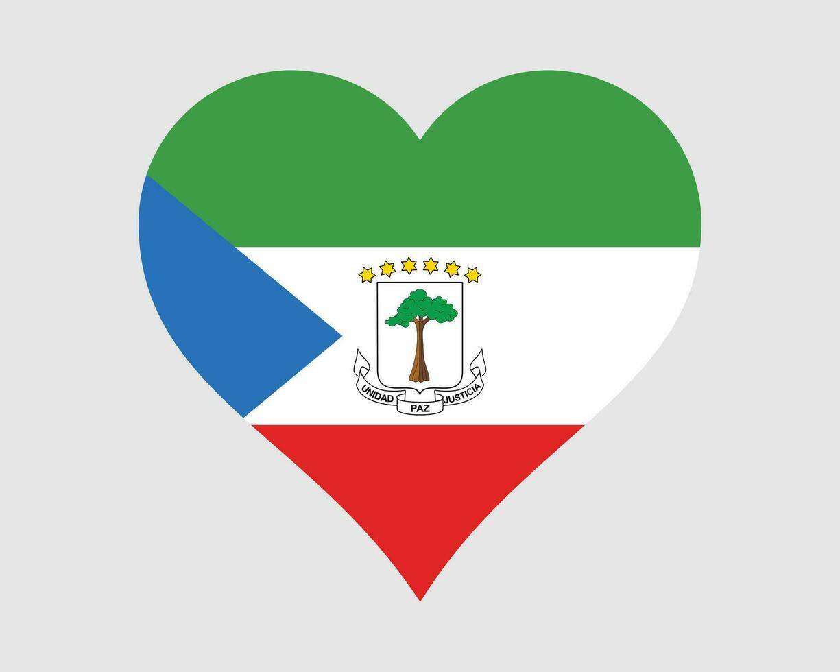 äquatorial Guinea Herz Flagge. äquatoguineisch Liebe gestalten Land Nation National Flagge. Republik von äquatorial Guinea Banner Symbol Zeichen Symbol. eps Vektor Illustration.