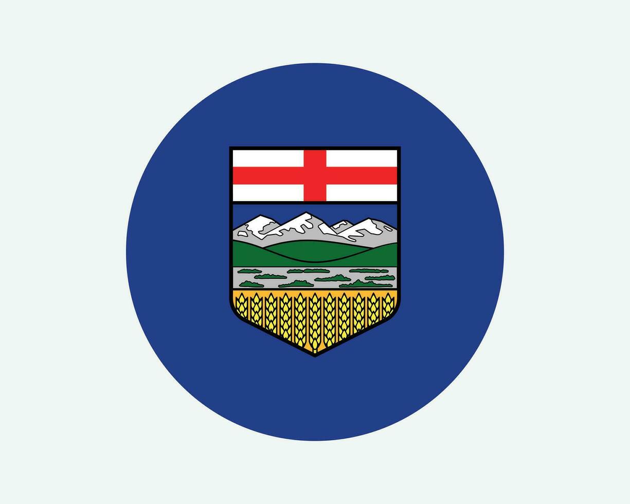 alberta kanada runda flagga. ab, kanadensisk cirkel flagga. alberta kanada provins cirkulär form knapp baner. eps vektor illustration.