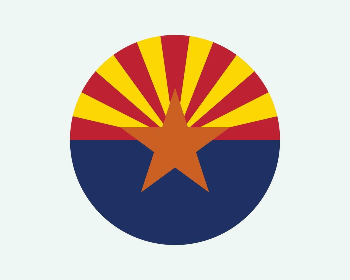 Arizona USA runden Zustand Flagge. az, uns Kreis Flagge. Zustand von Arizona vereinigt Zustände von Amerika kreisförmig gestalten Taste Banner. eps Vektor Illustration.