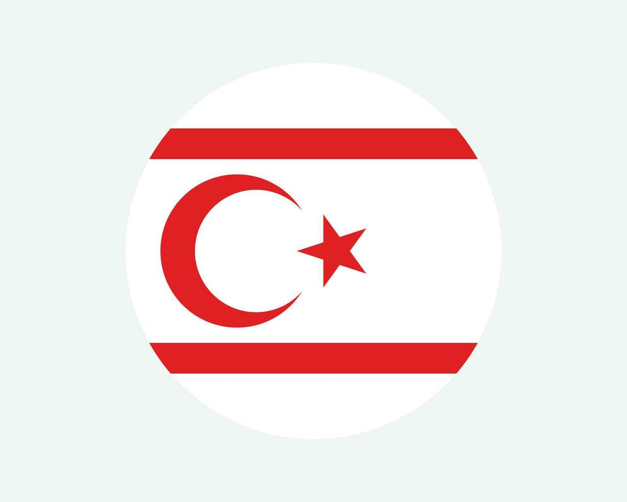 Nord Zypern runden Land Flagge. Türkisch Zypriot Kreis National Flagge. Türkisch Republik von Nord Zypern kreisförmig gestalten Taste Banner. eps Vektor Illustration.