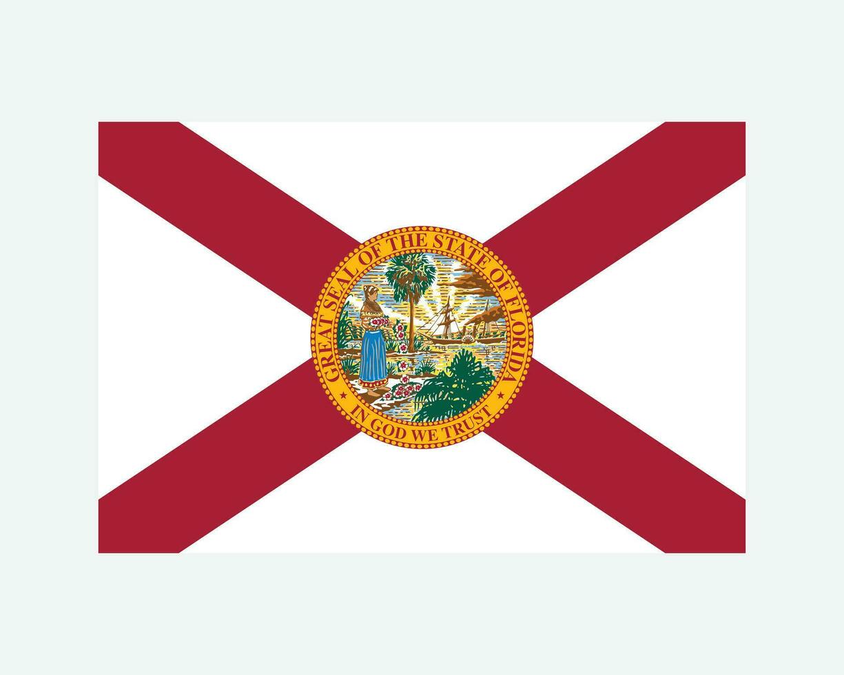 Florida USA Zustand Flagge. Flagge von fl, USA isoliert auf Weiß Hintergrund. vereinigt Zustände, Amerika, amerikanisch, vereinigt Zustände von Amerika, uns Zustand. Vektor Illustration.