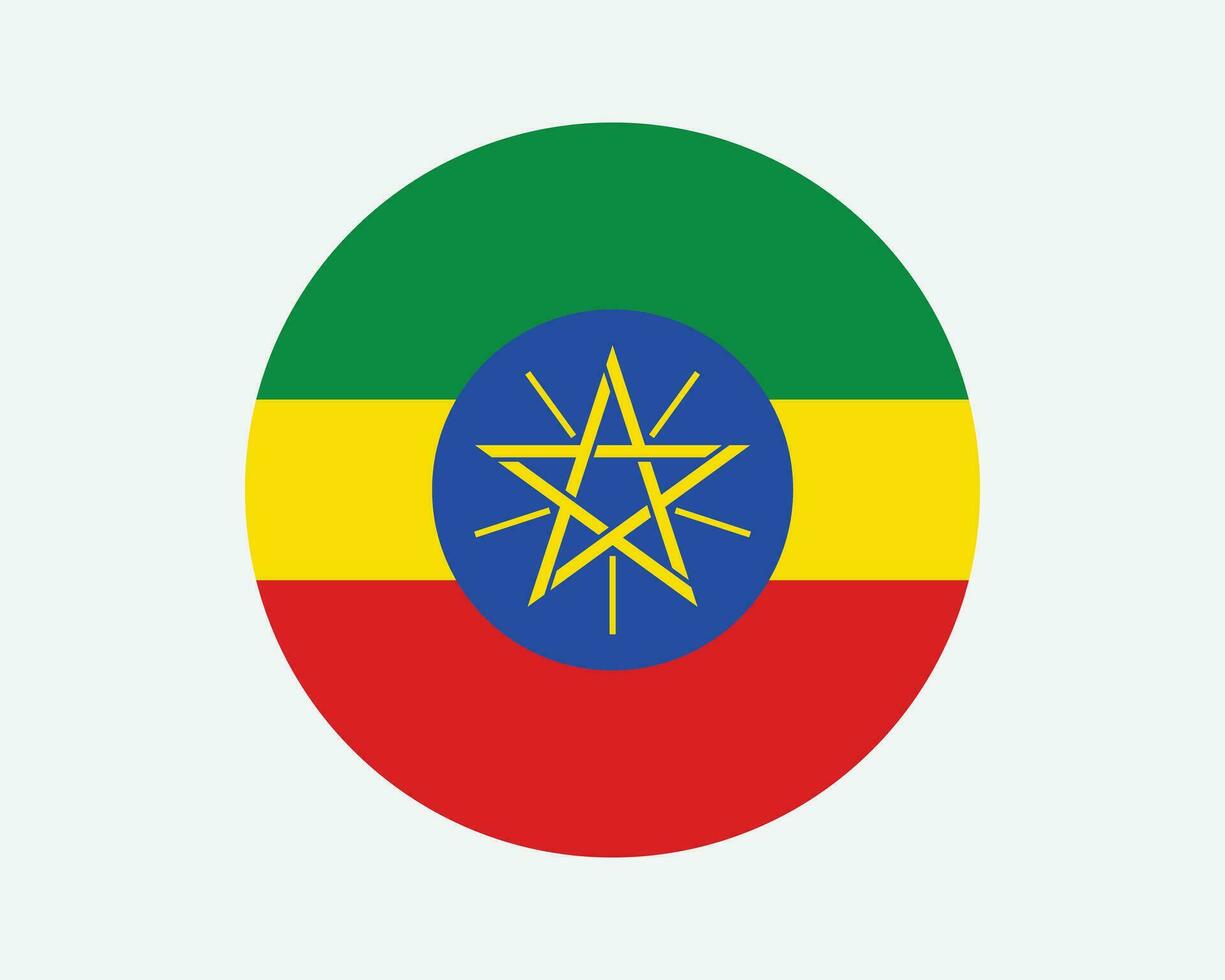etiopien runda Land flagga. cirkulär etiopisk nationell flagga. statlig demokratisk republik av etiopien cirkel form knapp baner. eps vektor illustration.