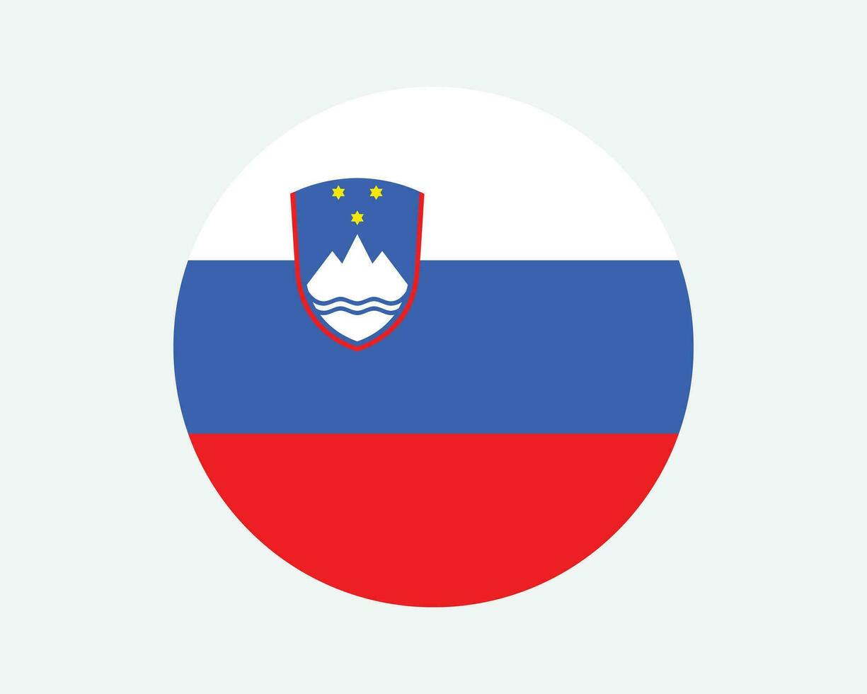 slovenien runda Land flagga. slovenska slovensk cirkel nationell flagga. republik av slovenien cirkulär form knapp baner. eps vektor illustration.