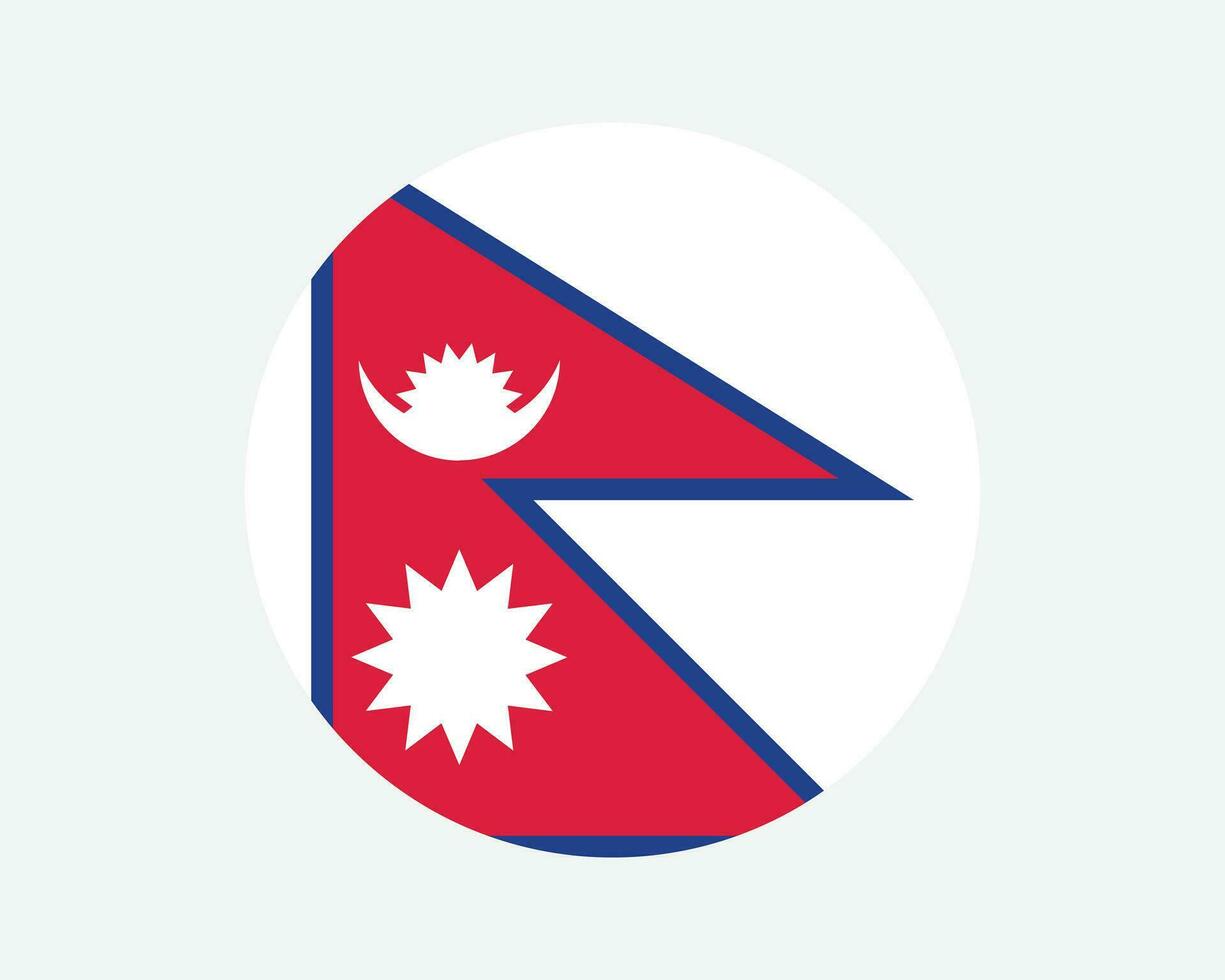 nepal runda Land flagga. nepali nepalesiska cirkel nationell flagga. statlig demokratisk republik av nepal cirkulär form knapp baner. eps vektor illustration.