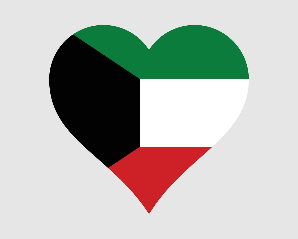 kuwait hjärta flagga. kuwaiti kärlek form Land nation nationell flagga. stat av kuwait baner ikon tecken symbol. eps vektor illustration.