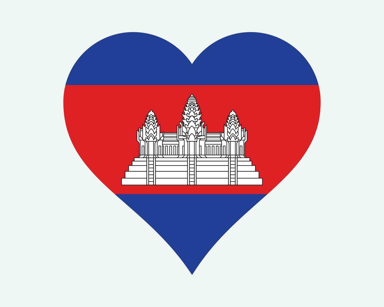 cambodia hjärta flagga. kambodjanska khmer kärlek form Land nation nationell flagga. rike av cambodia baner ikon tecken symbol. eps vektor illustration.