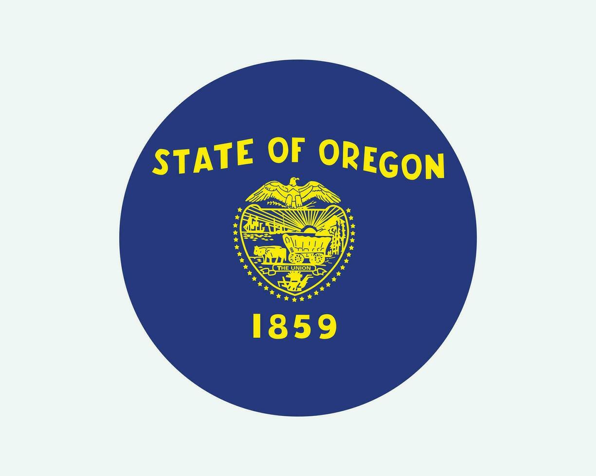 oregon USA runda stat flagga. eller, oss cirkel flagga. stat av Oregon, förenad stater av Amerika cirkulär form knapp baner. eps vektor illustration.