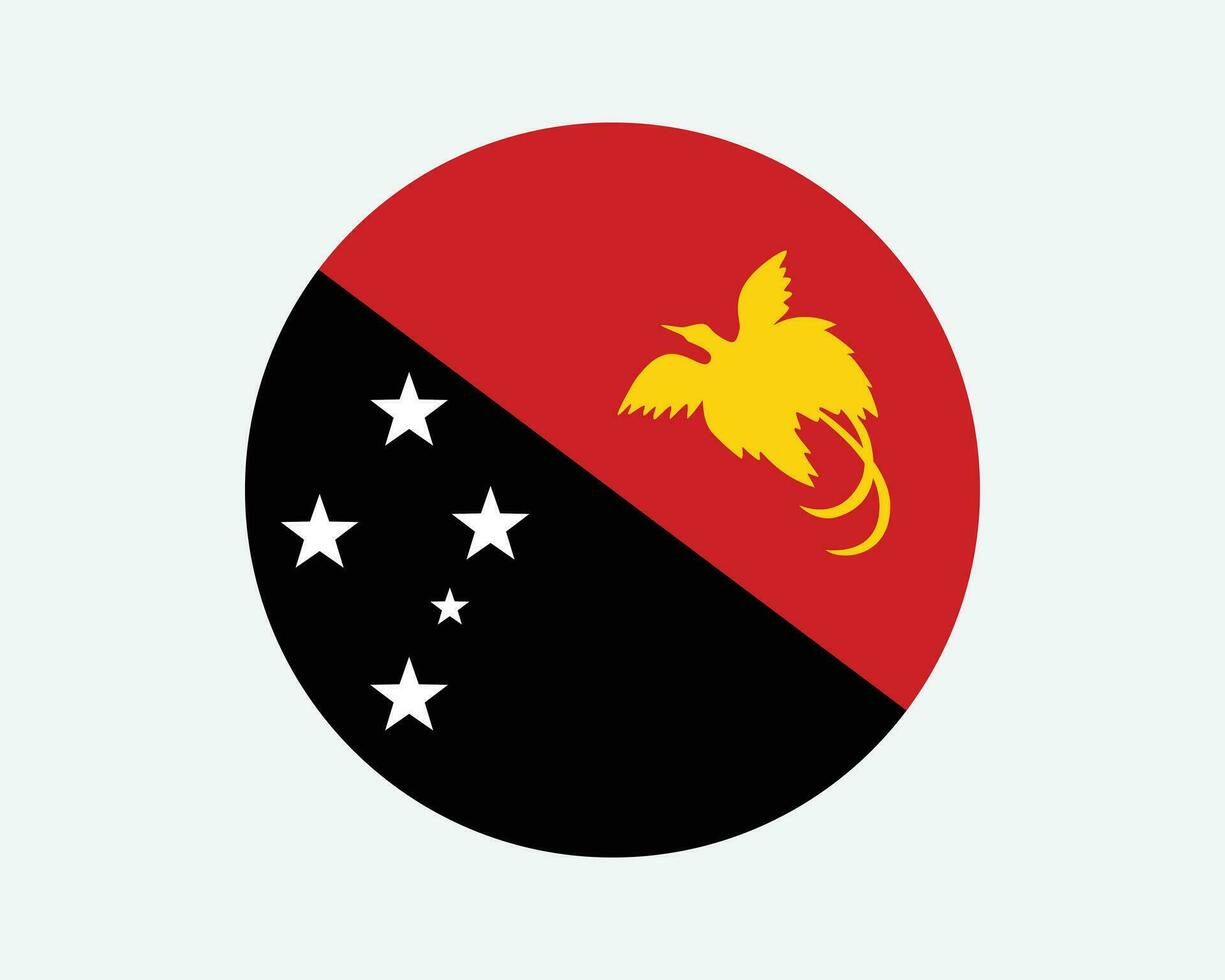 Papua Neu Guinea runden Land Flagge. Papua Neu guineisch Kreis National Flagge. unabhängig Zustand von Papua Neu Guinea kreisförmig gestalten Taste Banner. eps Vektor Illustration.