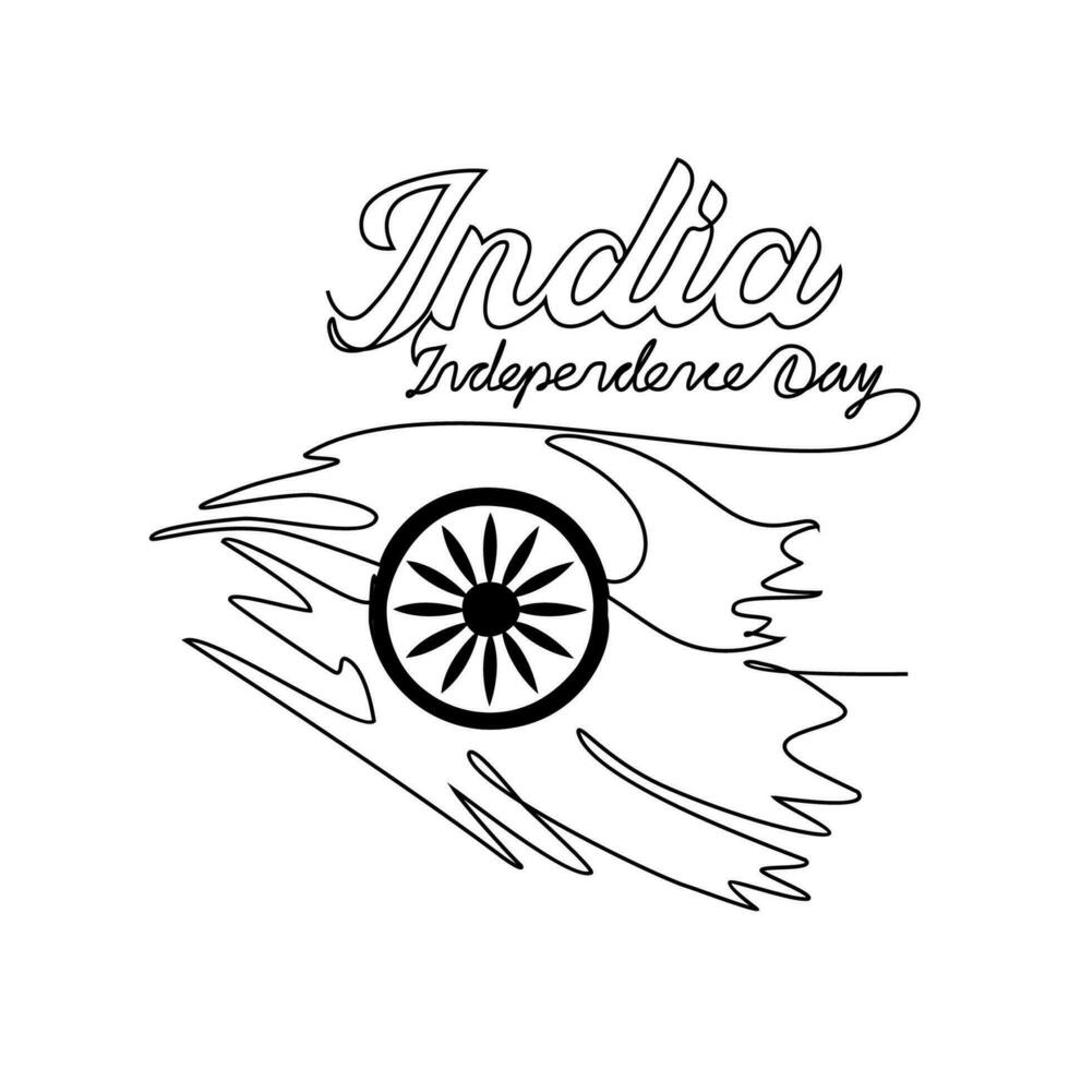 einer kontinuierlich Linie Zeichnung von Indien Unabhängigkeit Tag mit Weiß Hintergrund. patriotisch Symbol Design im einfach linear Stil. Indien Unabhängigkeit Tag Design Konzept Vektor Illustration.