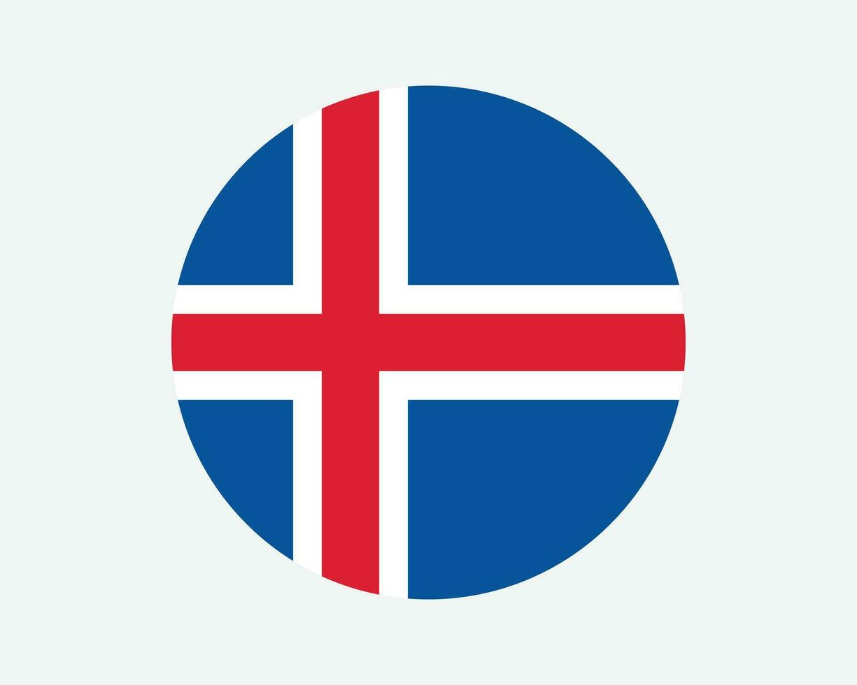 Island runden Land Flagge. isländisch Kreis National Flagge. Island kreisförmig gestalten Taste Banner. eps Vektor Illustration.