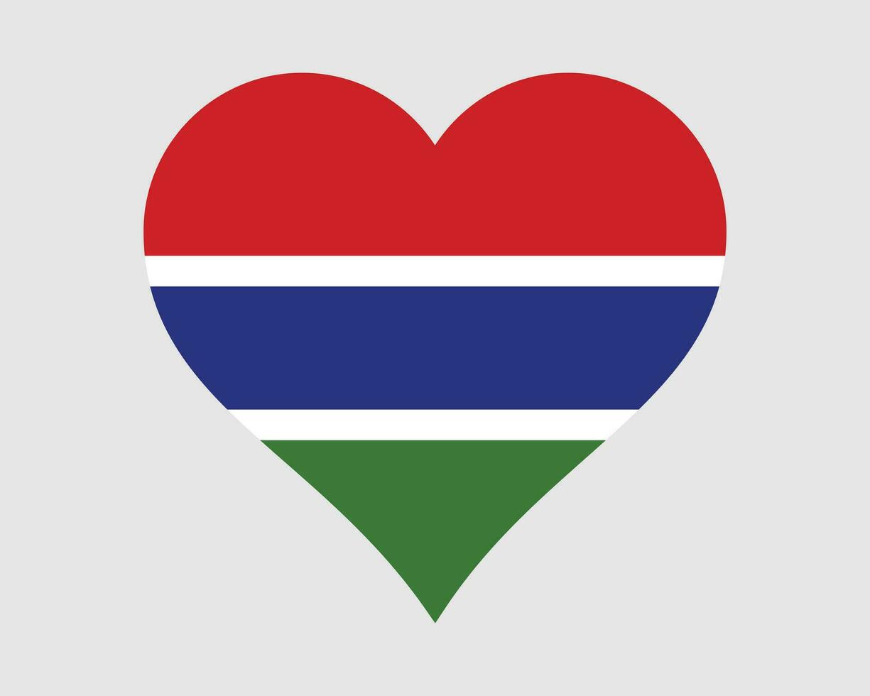 de gambia hjärta flagga. gambisk kärlek form Land nation nationell flagga. republik av de gambia baner ikon tecken symbol. eps vektor illustration.