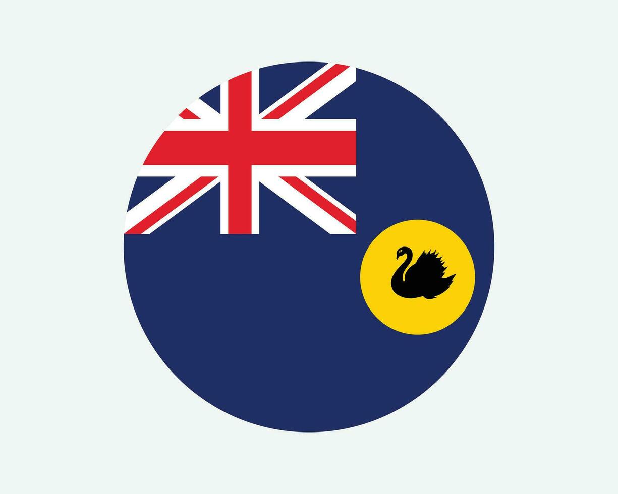 Västra Australien runda flagga. va, Australien cirkel flagga. australier stat cirkulär form knapp baner. eps vektor illustration.