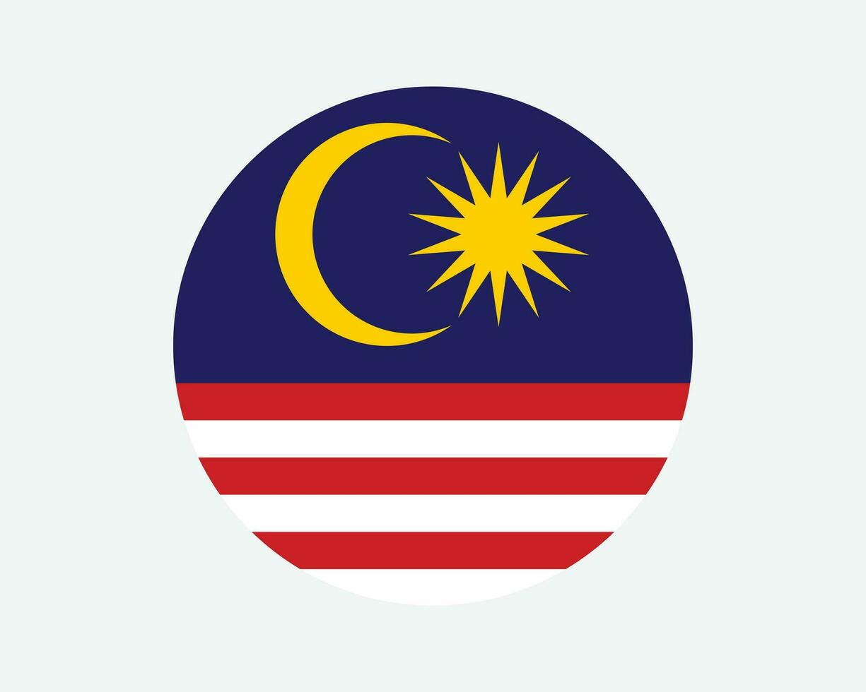 Malaysia runden Land Flagge. Malaysia Kreis National Flagge. Malaysia kreisförmig gestalten Taste Banner. eps Vektor Illustration.