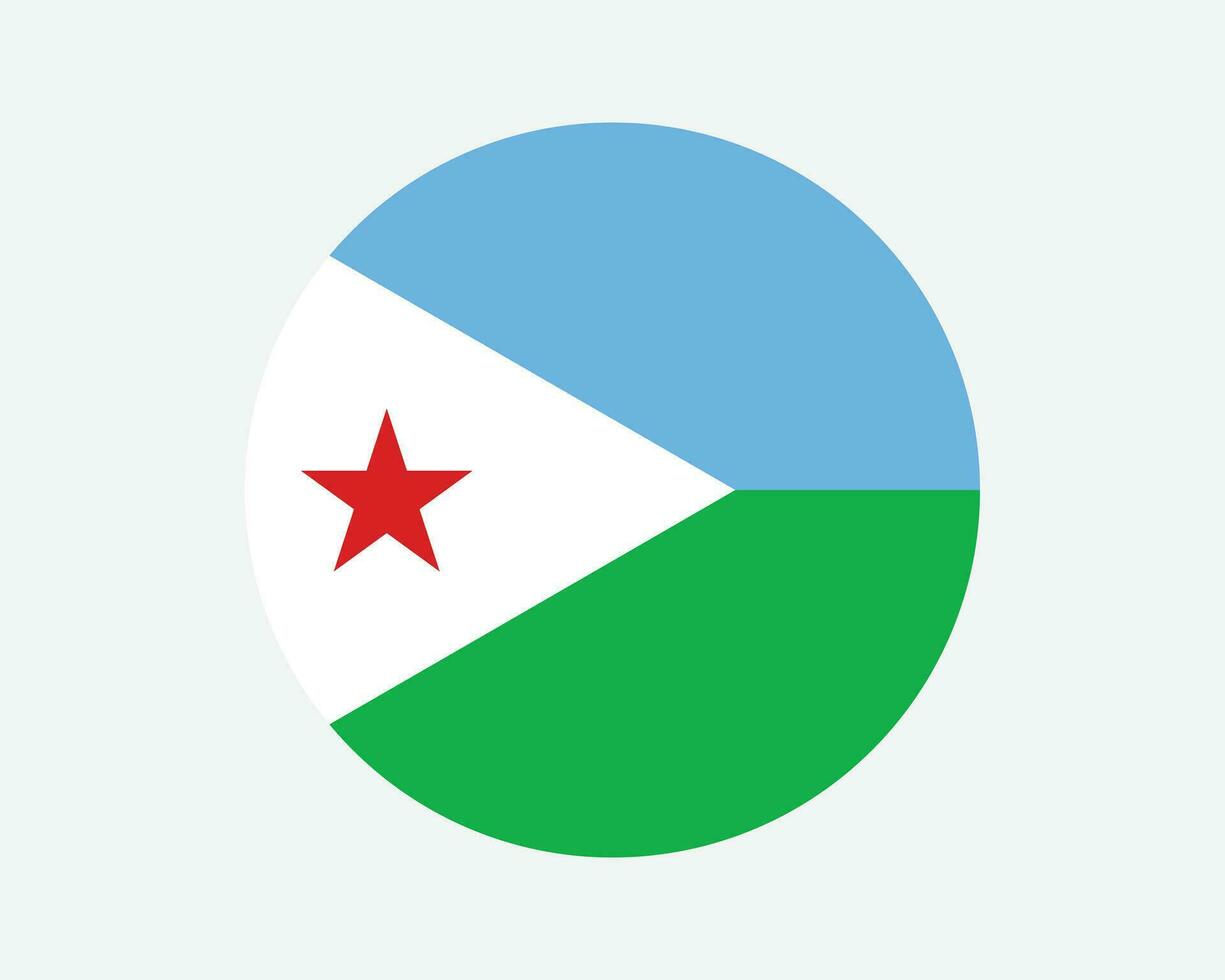 djibouti runda Land flagga. cirkulär djiboutian nationell flagga. republik av djibouti cirkel form knapp baner. eps vektor illustration.