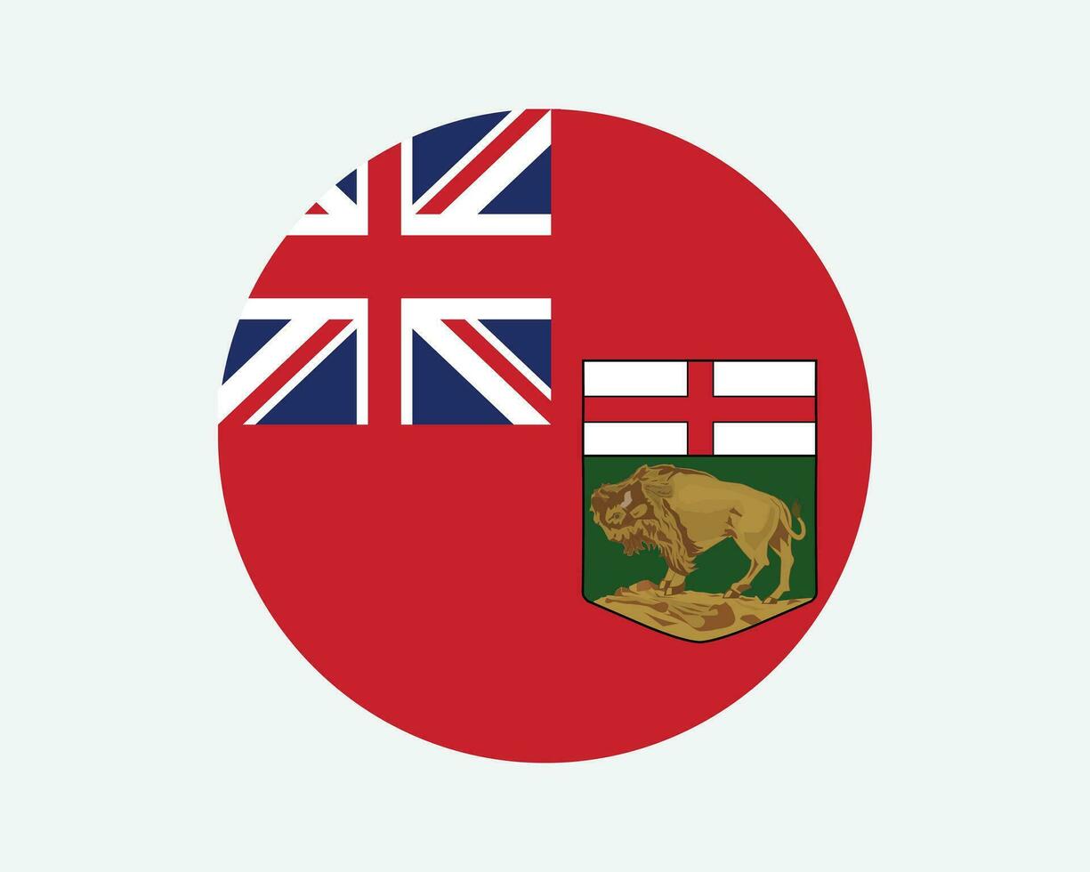 Manitoba Kanada runden Flagge. mb, kanadisch Kreis Flagge. Manitoba Kanada Provinz kreisförmig gestalten Taste Banner. eps Vektor Illustration.