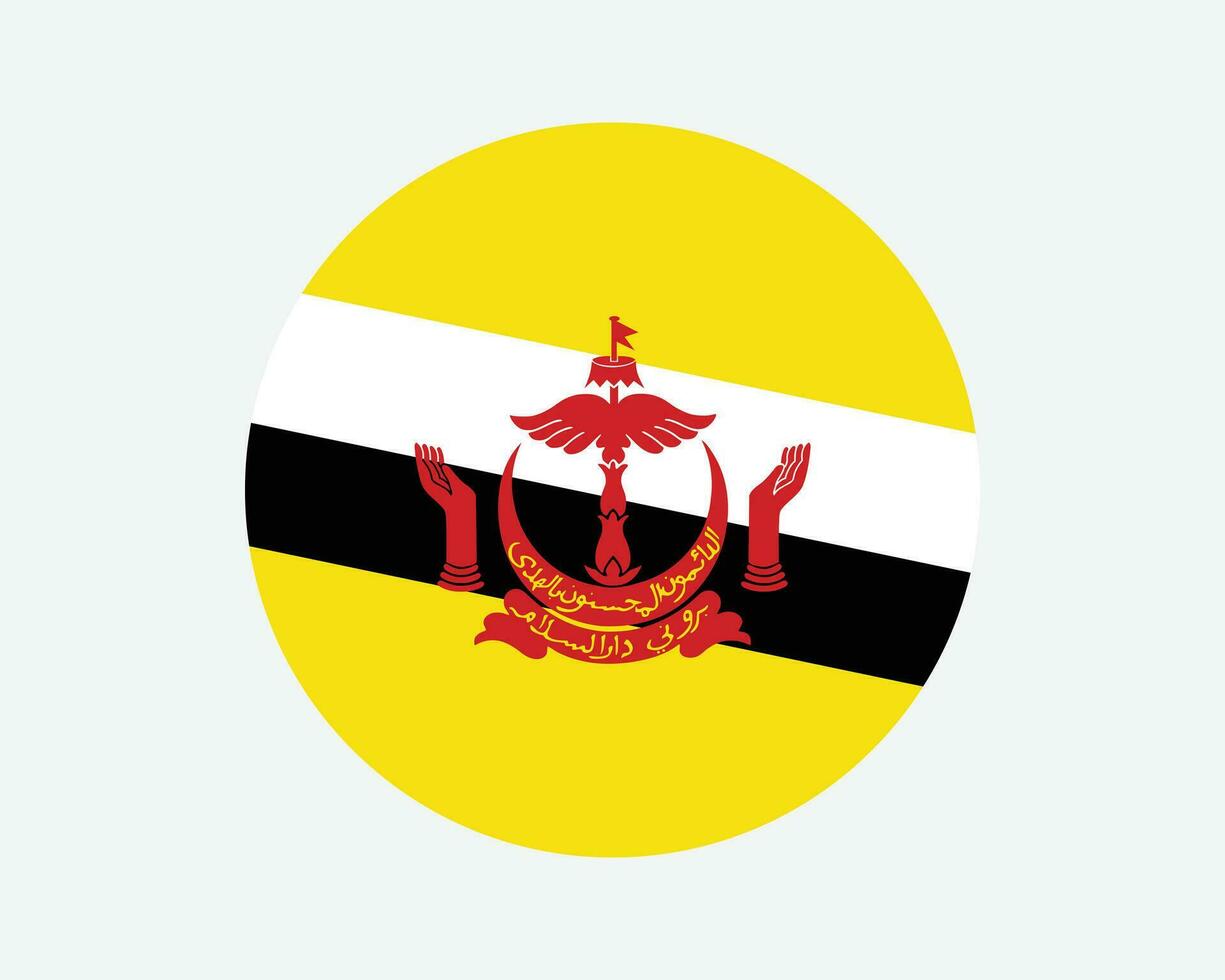 brunei runda Land flagga. cirkulär bruneiska nationell flagga. brunei darussalam cirkel form knapp baner. eps vektor illustration.