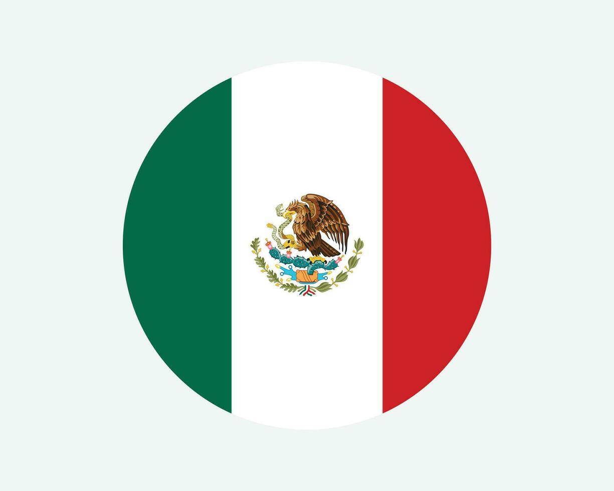 mexico runda Land flagga. mexikansk cirkel nationell flagga. förenad mexikansk stater cirkulär form knapp baner. eps vektor illustration.