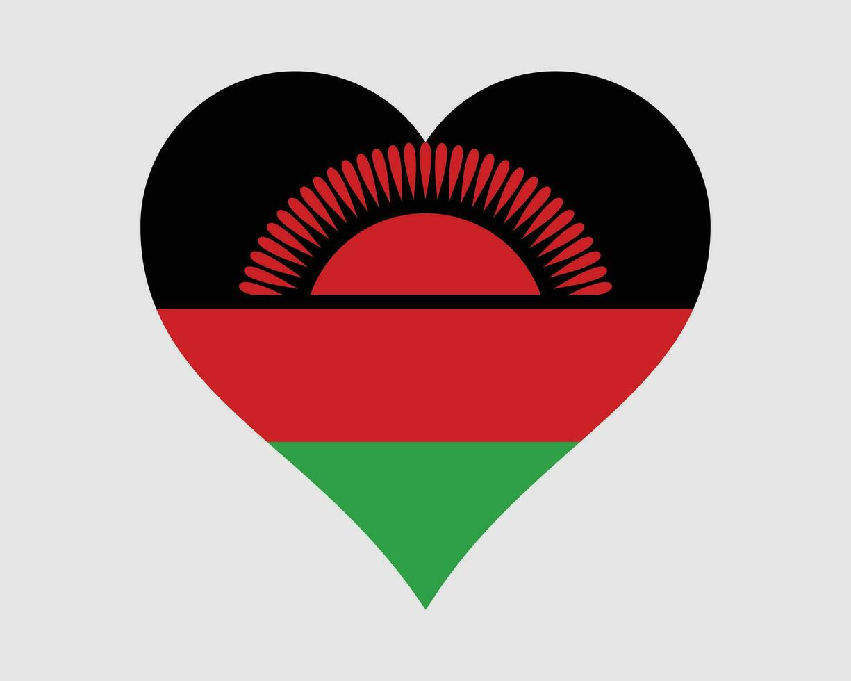 Malawi Herz Flagge. Malawier Liebe gestalten Land Nation National Flagge. Republik von Malawi Banner Symbol Zeichen Symbol. eps Vektor Illustration.
