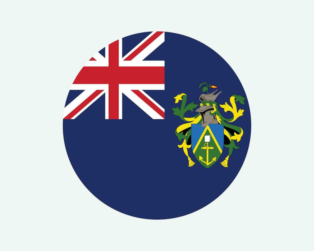pitcairn öar runda flagga. pitcairn, henderson, ducie och oeno öar cirkel flagga. brittiskt utomlands territorium cirkulär form knapp baner. eps vektor illustration.
