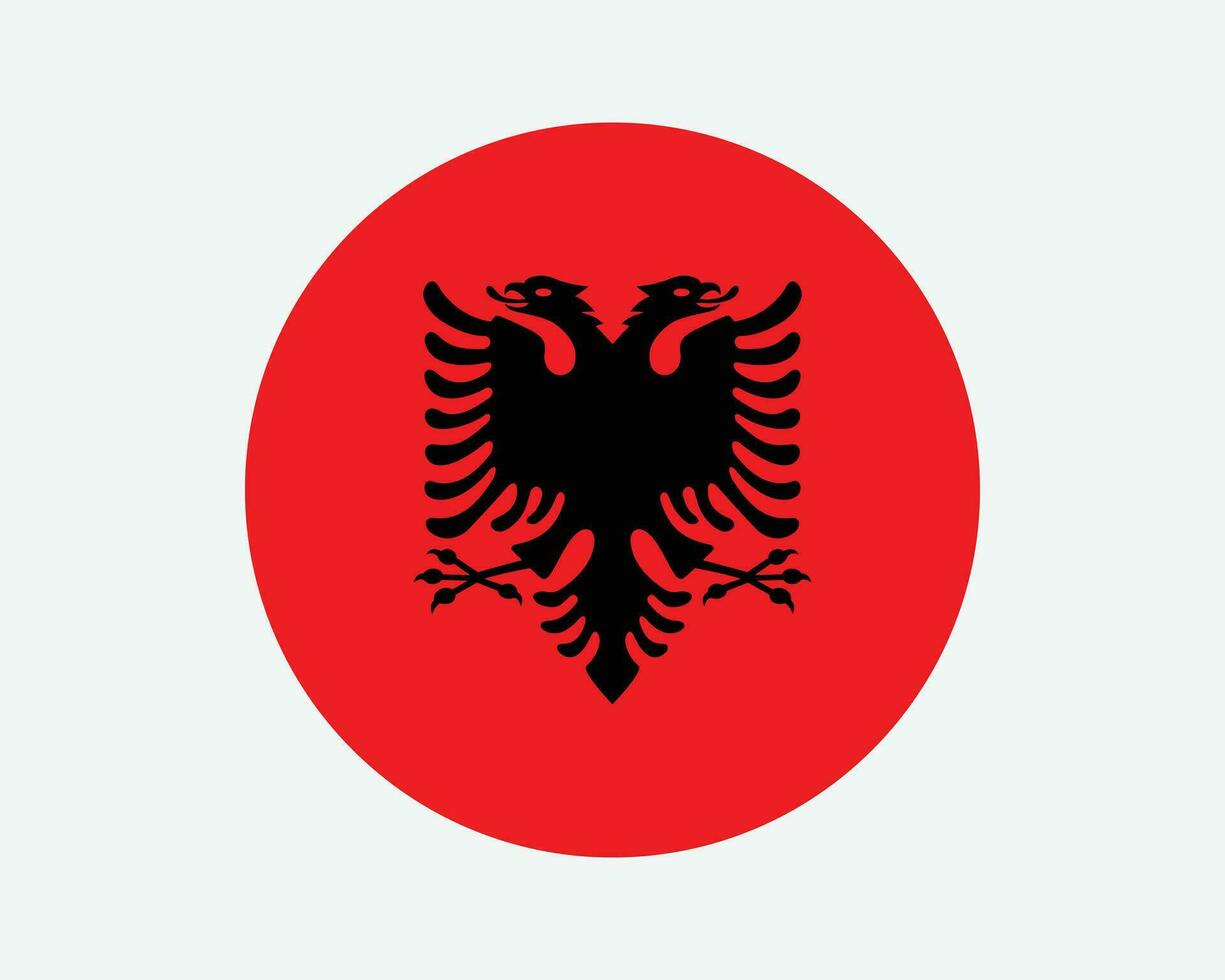 Albanien runden Land Flagge. kreisförmig albanisch National Flagge. Republik von Albanien Kreis gestalten Taste Banner. eps Vektor Illustration.