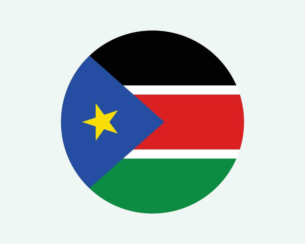 Süd Sudan runden Land Flagge. Süd Sudanesen Kreis National Flagge. Republik von Süd Sudan kreisförmig gestalten Taste Banner. eps Vektor Illustration.