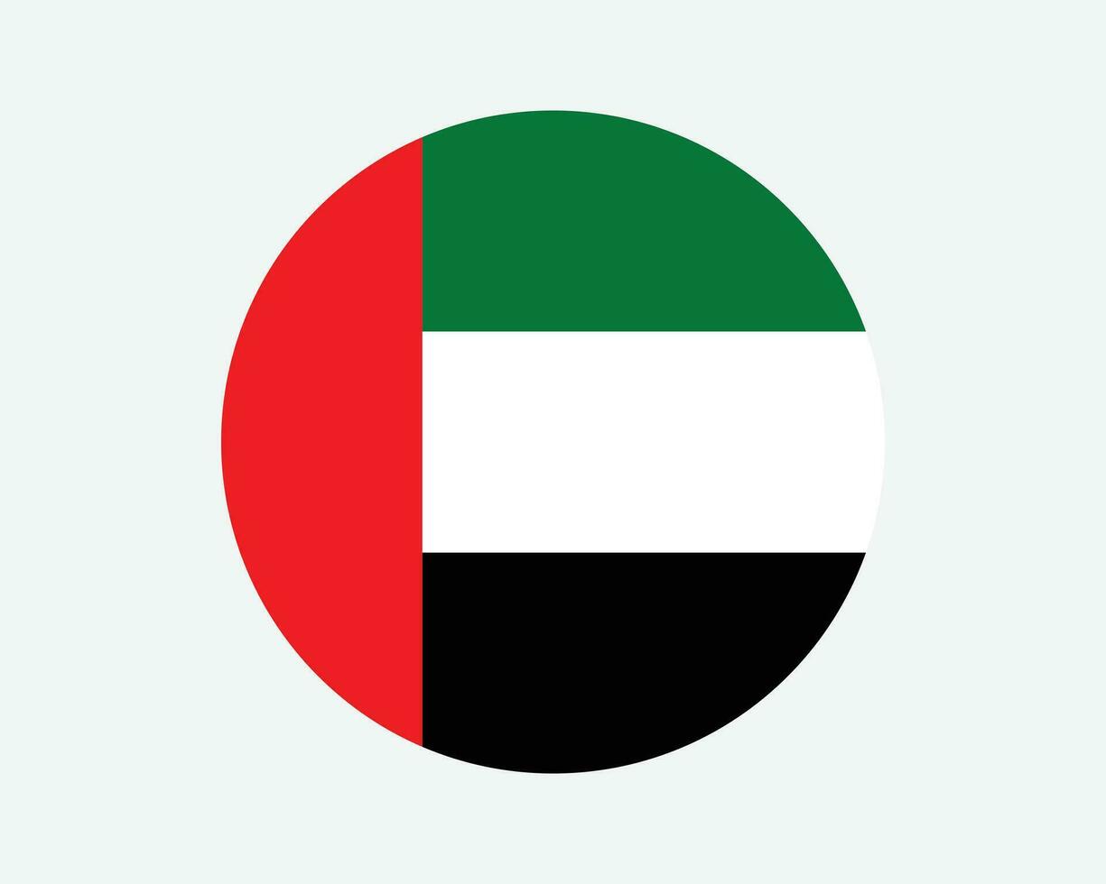 förenad arab emirates runda Land flagga. uae cirkel nationell flagga. emirati cirkulär form knapp baner. eps vektor illustration.