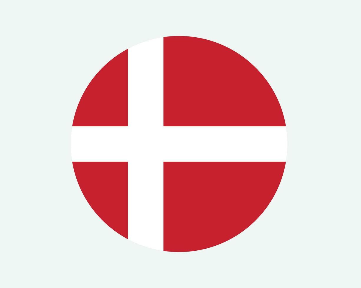 Danmark runda Land flagga. cirkulär dansk nationell flagga. dansken cirkel form knapp baner. eps vektor illustration.