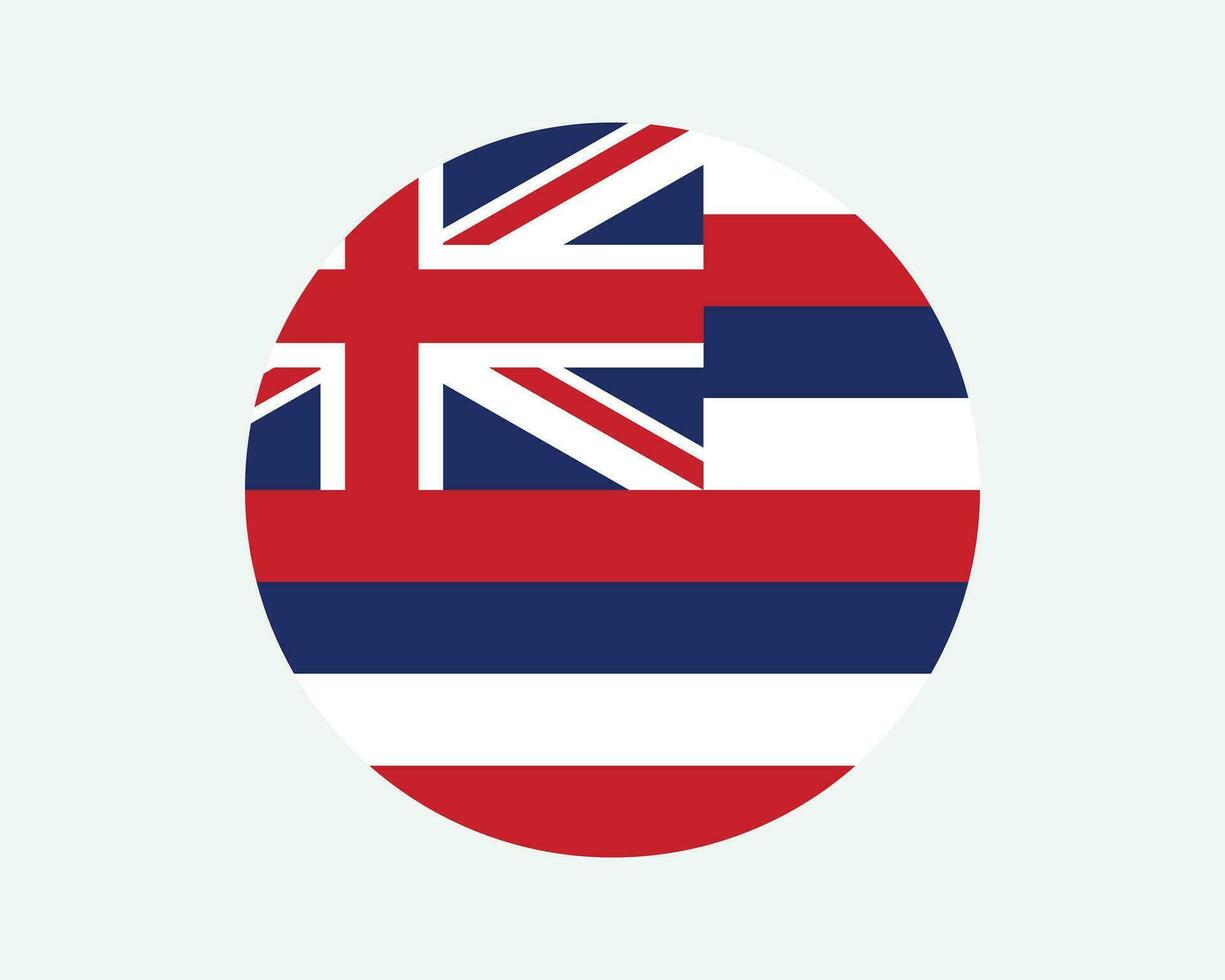 Hawaii USA runden Zustand Flagge. Hi, uns Kreis Flagge. Zustand von Hawaii, vereinigt Zustände von Amerika kreisförmig gestalten Taste Banner. eps Vektor Illustration.