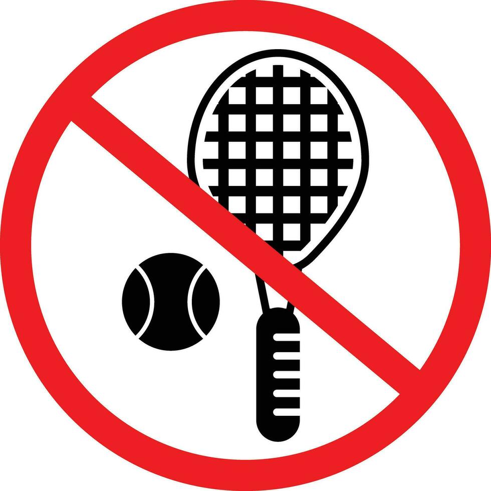 Nein Tennis Schläger und Ball Verbot Sport Symbol vektor