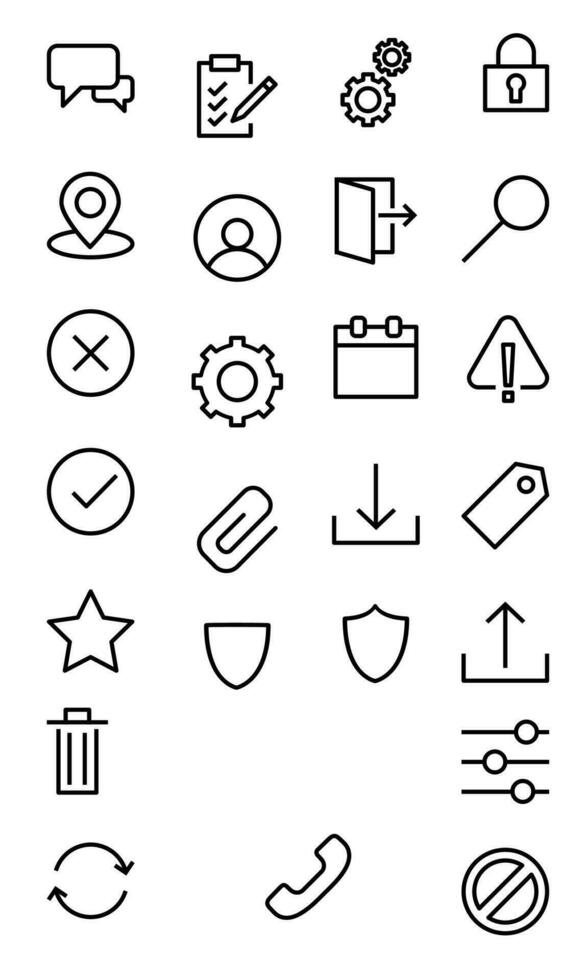 gränssnitt grundläggande relaterad vektor linje ikoner enkel uppsättning. innehåller ikoner tycka om väder, pil, redigera, justera, låsa och många Mer. Begagnade för webb, mobil, uiux. 48 px