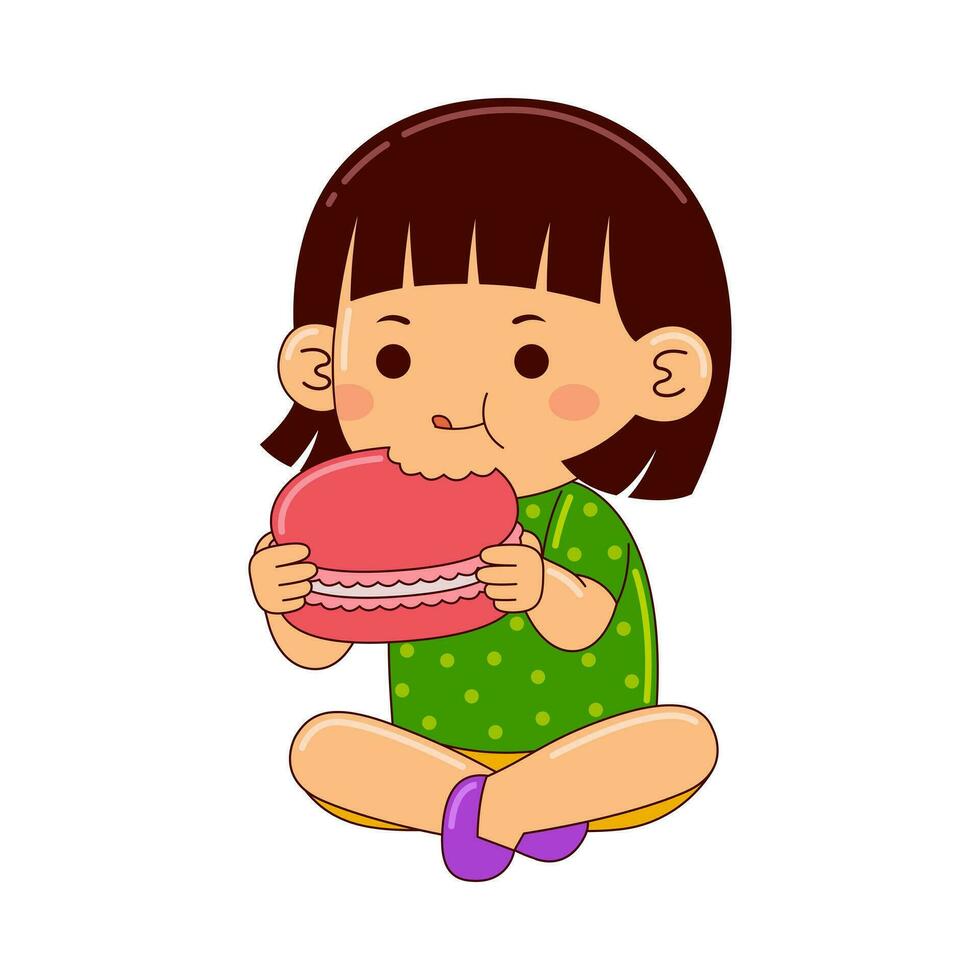 barn äter mat vektor illustration