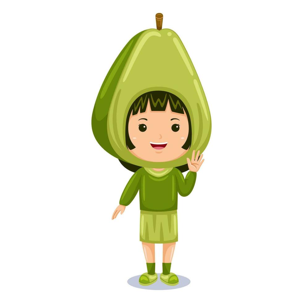Mädchen Kinder Avocado Charakter vektor