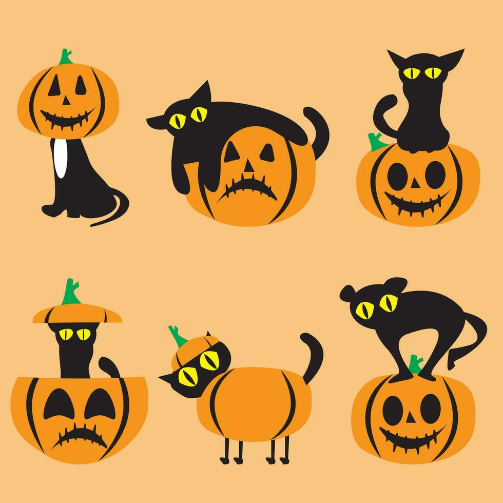 das schwarz Katze und Jack Ö Laterne Charakter Design zum Halloween Konzept vektor