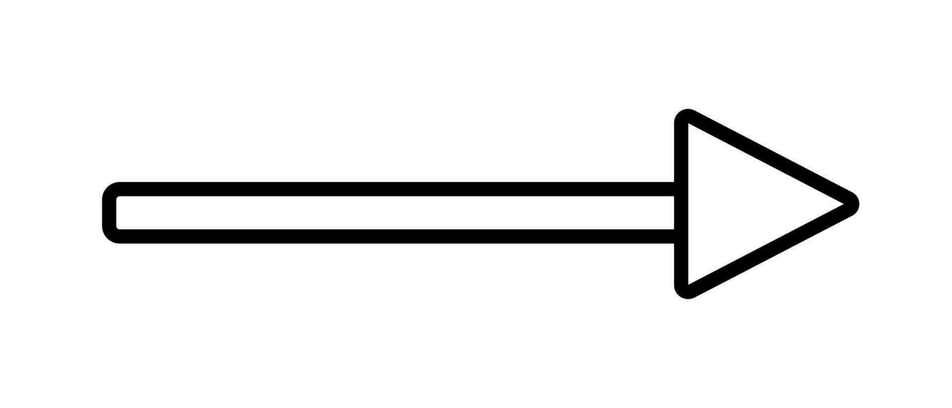 pil enkel hand dragen vektor illustration, horisontell tecken pekande riktning till rätt