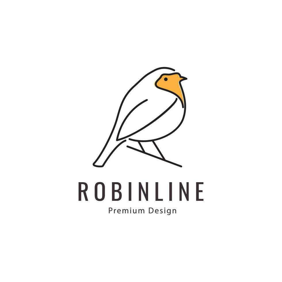 robin fågel med linje stil minimalistisk logotyp vektor illustration design