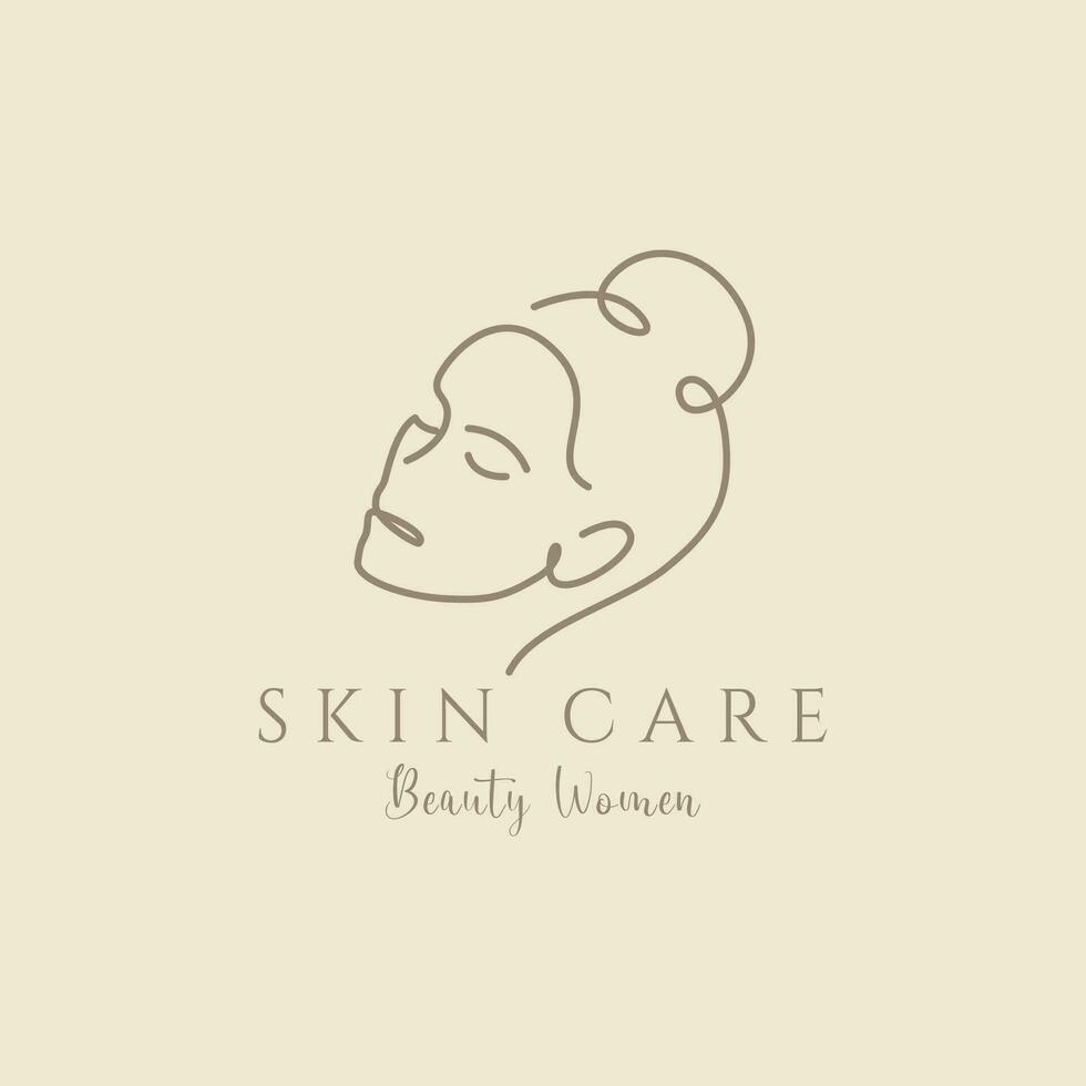 hand dragen logotyp linje konst feminin skönhet salong spa kosmetisk vård design vektor illustration minimalism