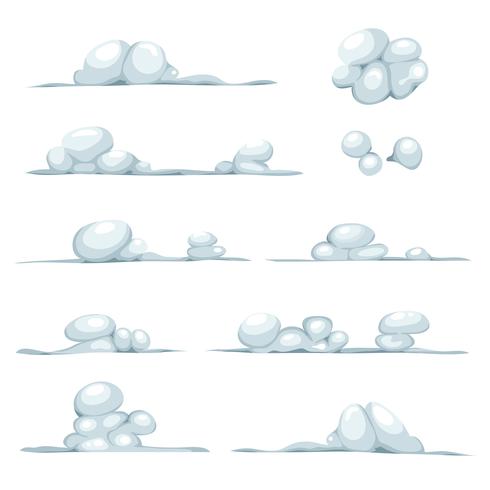 Cartoon Wolken, Rauch, Stein, Schnee und Felsbrocken gesetzt vektor