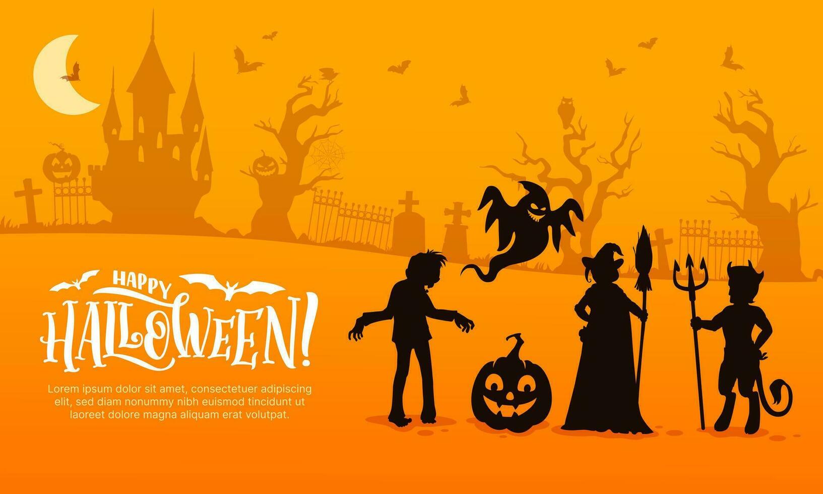 Halloween Silhouetten und dunkel Schloss Landschaft vektor