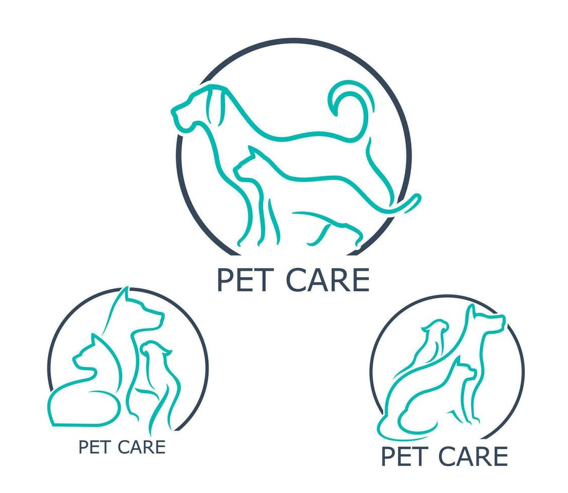 sällskapsdjur klinik ikoner, sällskapsdjur veterinär vård symboler vektor