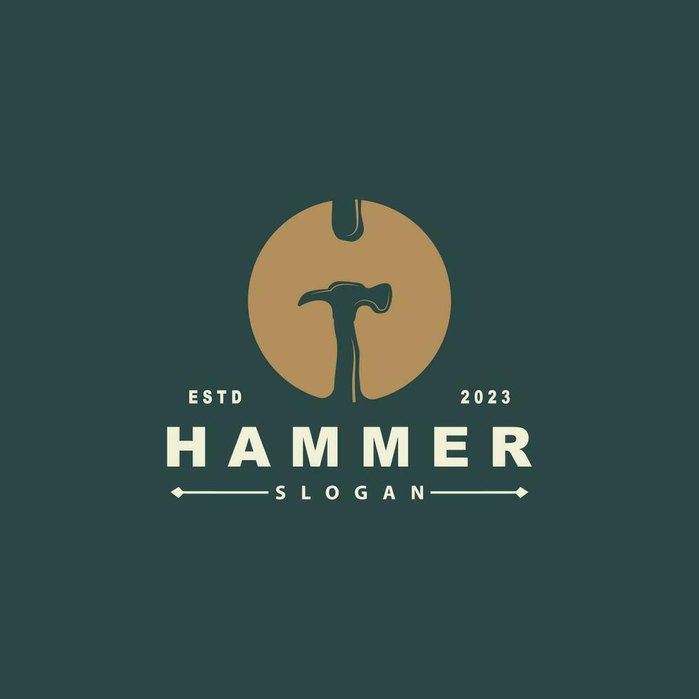 Hammer Logo, Baumeister Werkzeuge Inspiration Design, Vektor Jahrgang Zimmerei und Mechanik, Illustration Vorlage