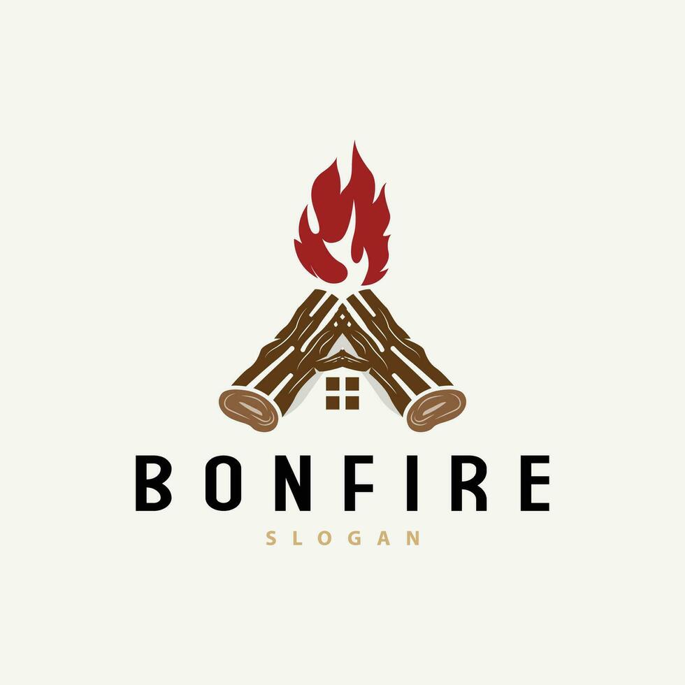 Lagerfeuer Logo Design, Lagerfeuer Vektor, Abenteuer Lager draussen Holz Flamme Jahrgang retro Illustration vektor