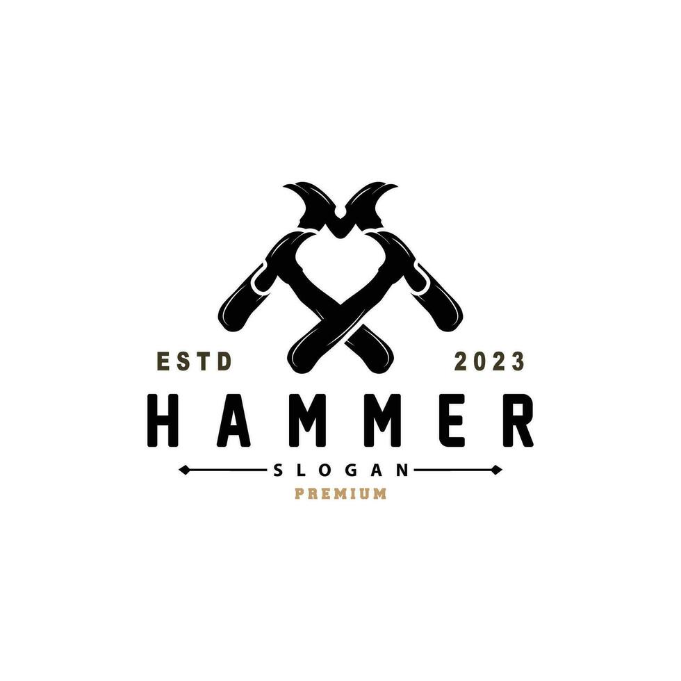 Hammer Logo, Baumeister Werkzeuge Inspiration Design, Vektor Jahrgang Zimmerei und Mechanik, Illustration Vorlage