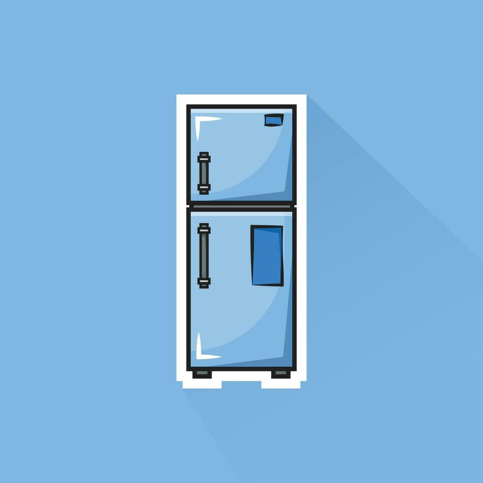 Illustration Vektor von Blau Kühlschrank im eben Design