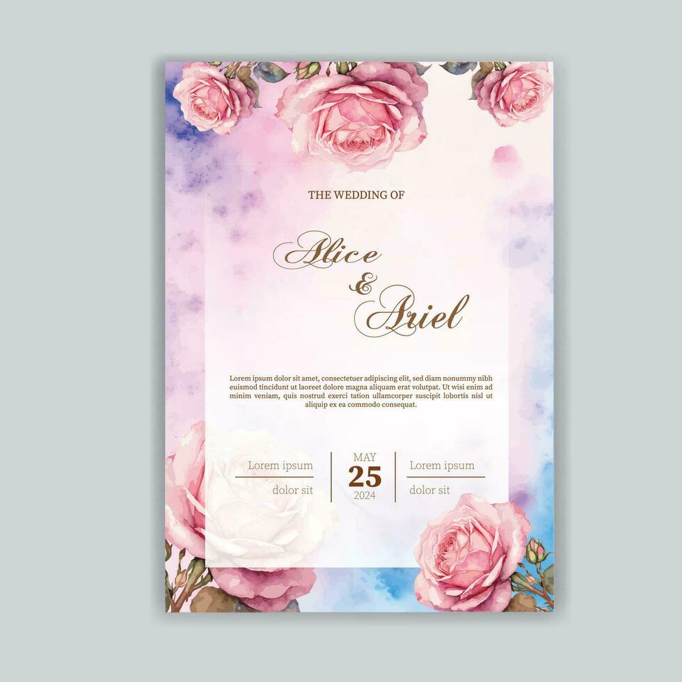 elegant abstrakt Hintergrund. Hochzeit Einladung Karte Vorlage einstellen mit Blumen- und Gold Aquarell Dekoration zum speichern das Datum, Gruß, Poster, und Startseite Design vektor