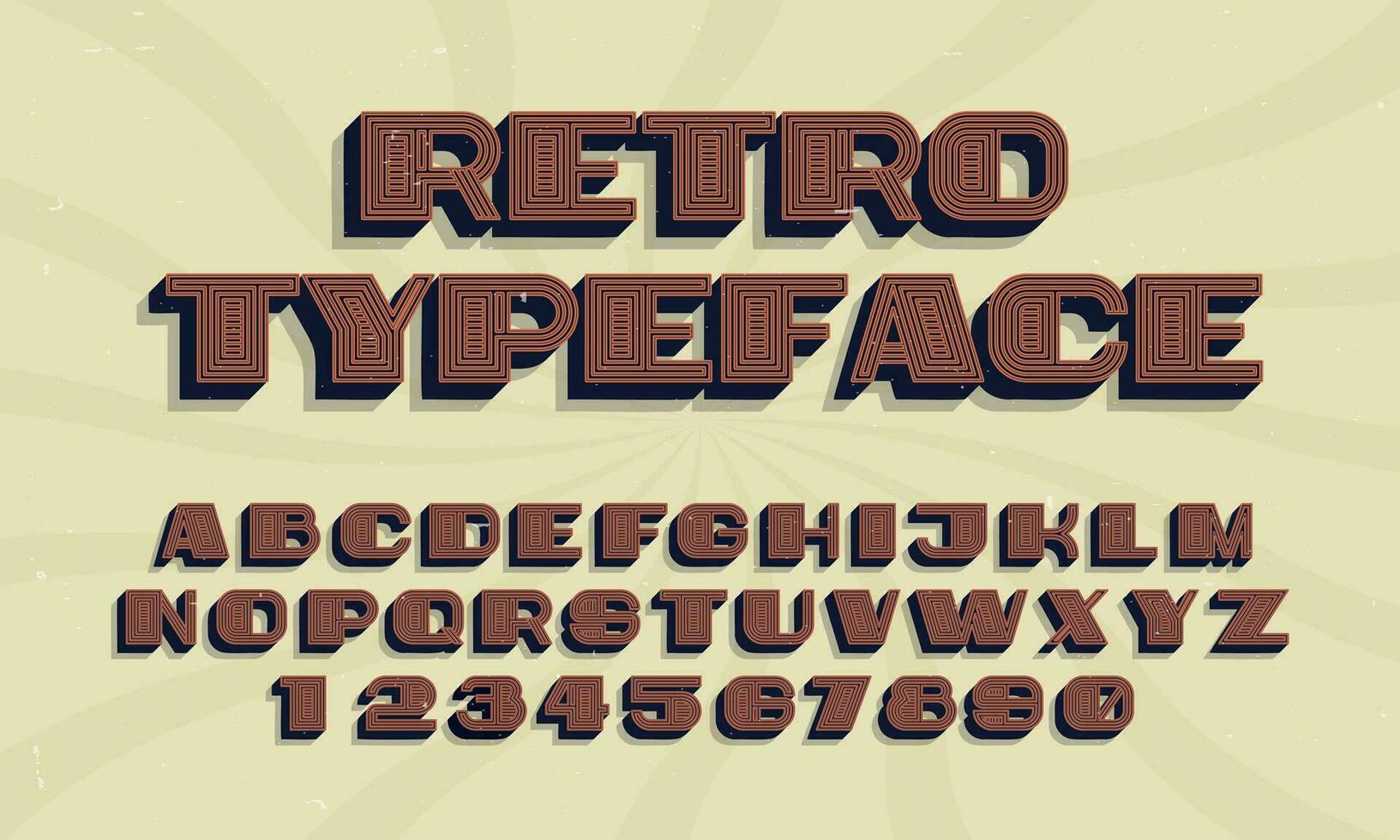 årgång retro vektor alfabet font typografi typsnitt design