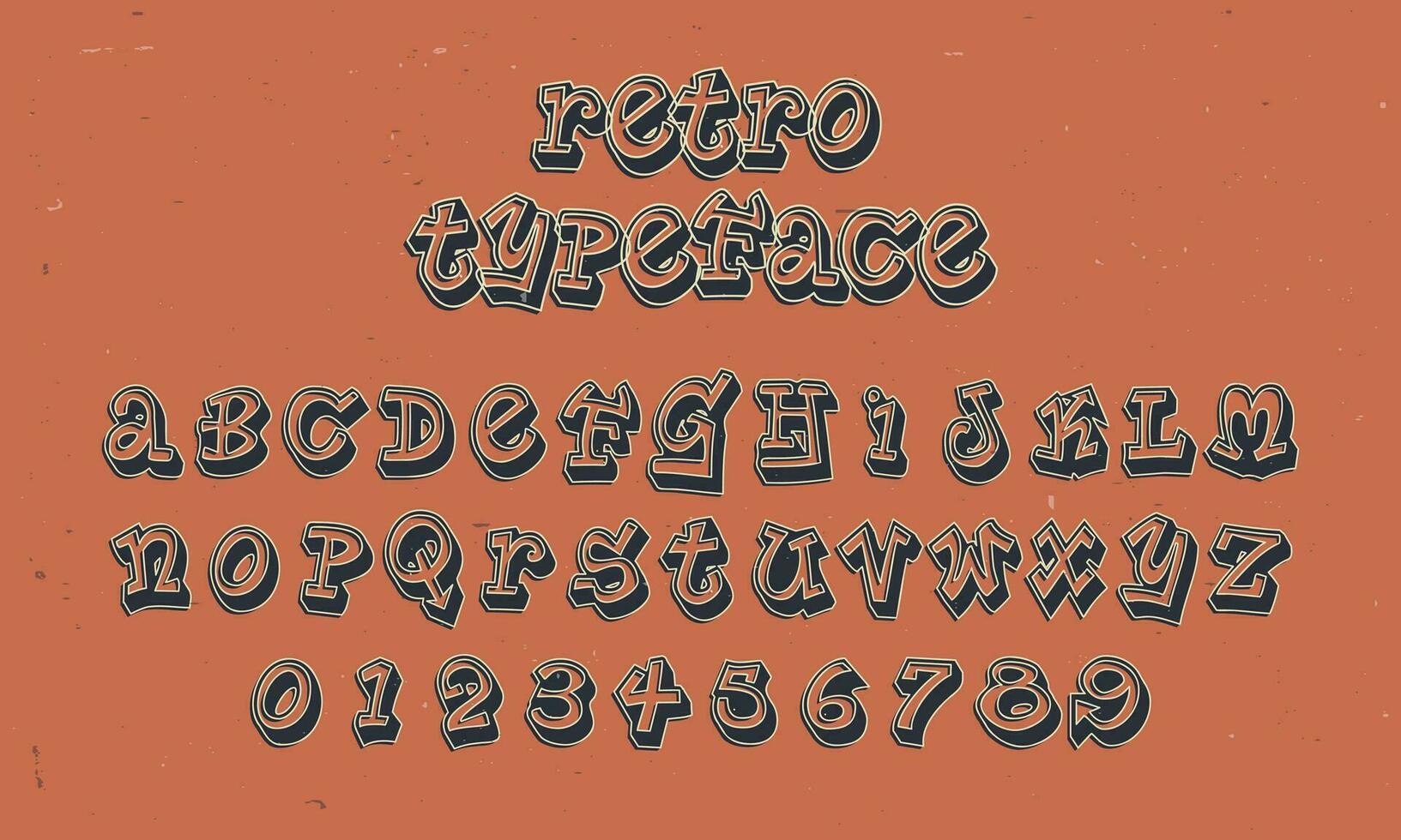 årgång retro vektor alfabet font typografi typsnitt design