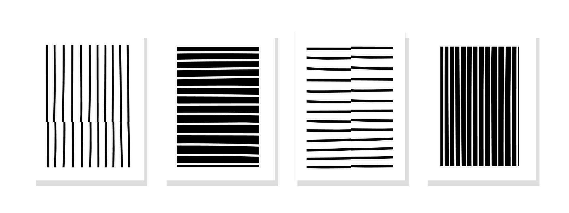 minimalistisk konstverk fängslar med delikat svart och vit rader formning invecklad mönster på en ren vit duk. rekursiv bilder inviterar begrundande vektor