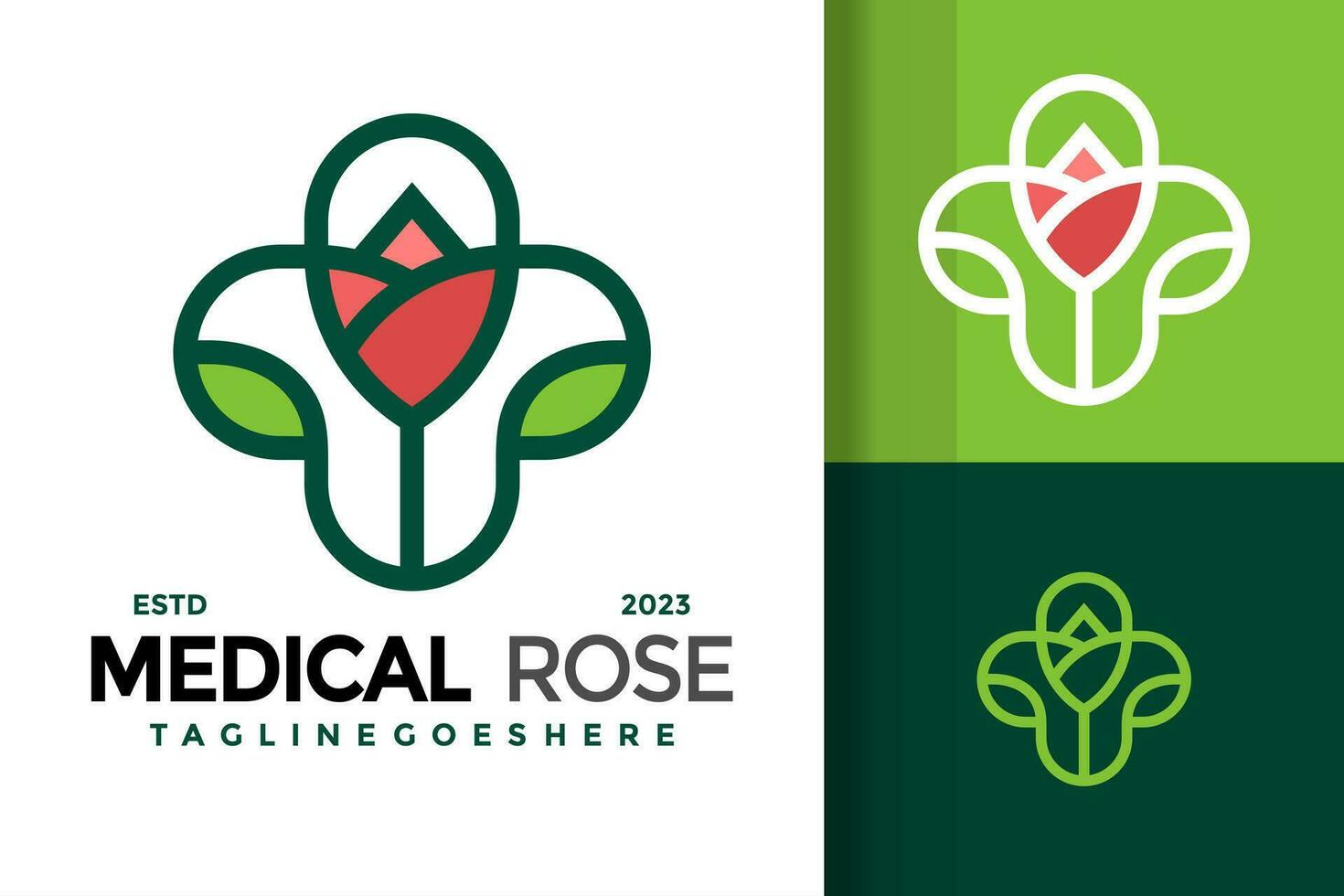 medizinisch Rose Gesundheit Pflege Logo Design Vektor Symbol Symbol Illustration