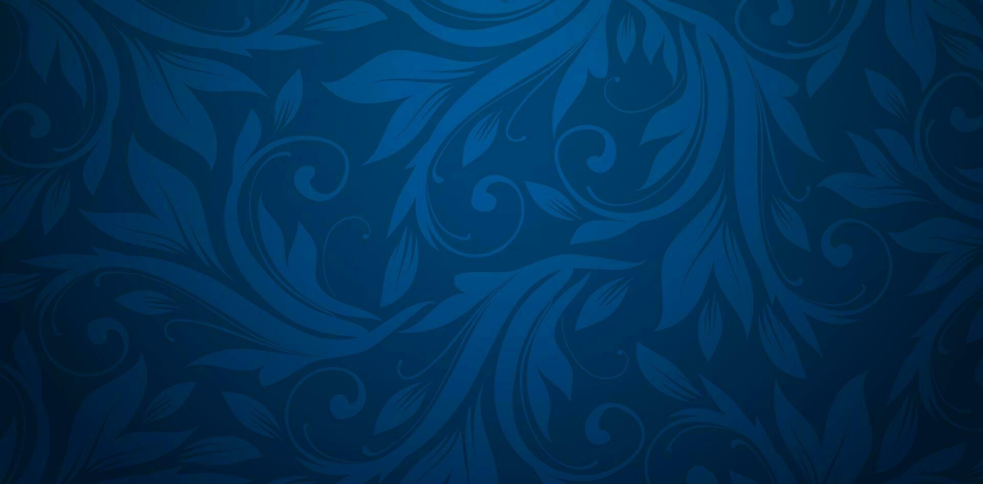 vektor illustration blå bakgrund med dekorativ blommig mönster för presentationer marknadsföring, däck, annonser, böcker täcker, digital gränssnitt, skriva ut design mallar material, bröllop inbjudan kort